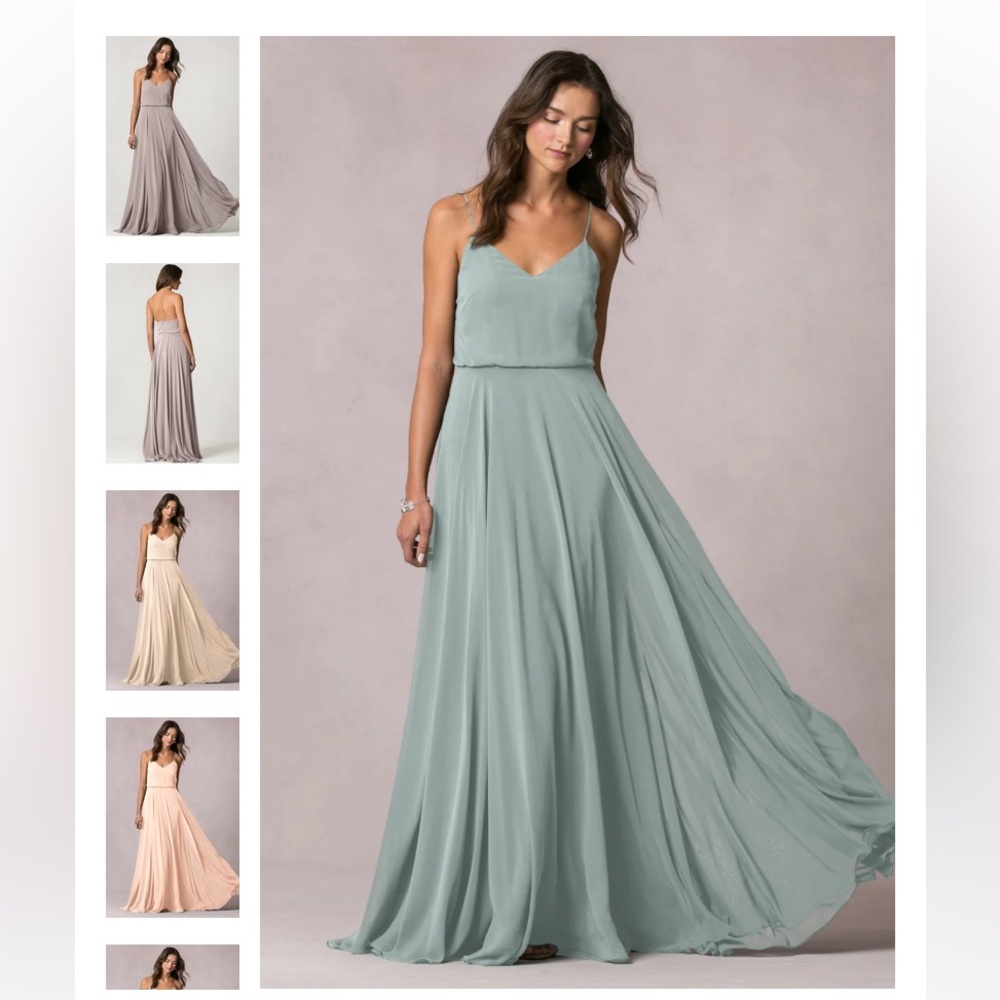 Jenny Yoo Inesse Dress (Bridesmaid); Color Morning Mist, Size 2